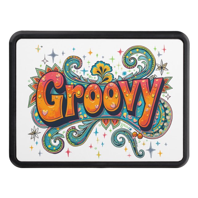 Groovy Retro Psychedelic 70-talets Funky Hippie Ar Dragkroksskydd (Framsidan)