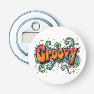 Groovy Retro Psychedelic 70-talets Funky Hippie Ar Flasköppnare