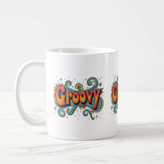 Groovy Retro Psychedelic 70-talets Funky Hippie Ar Kaffemugg (Vänster)
