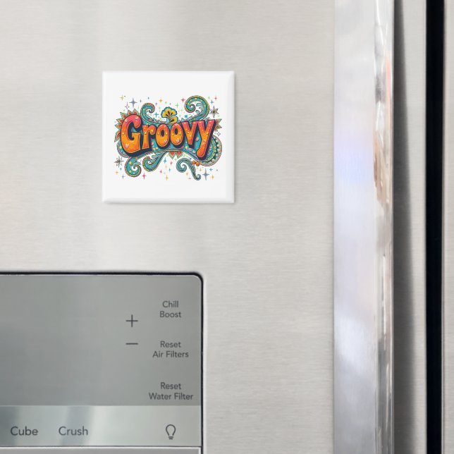 Groovy Retro Psychedelic 70-talets Funky Hippie Ar Magnet (In Situ (Fridge))