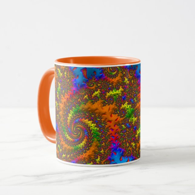 Groovy Retro Psychedelic Spiral Fractal Art Mugg (Framsida vänster)