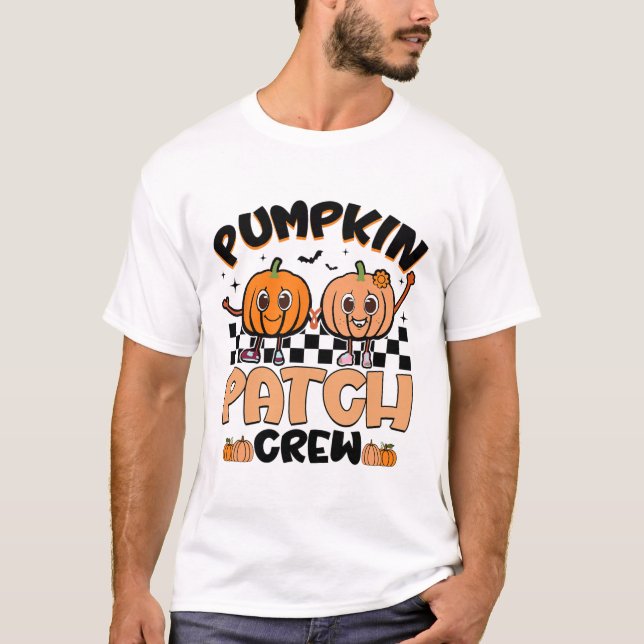 Groovy Retro Pumpkin Patch Crew Squad Thanksgiving T Shirt (Framsida)