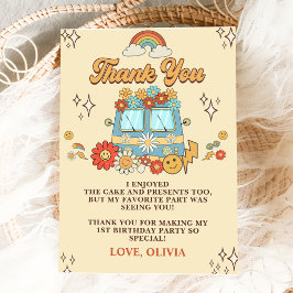 Groovy Retro Rainbow 1st Birthday Party Tack Kort