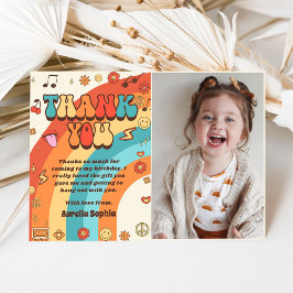 Groovy Retro Rainbow Birthday Photo Tack Kort