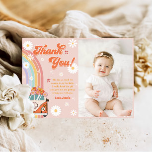 Groovy Retro Rainbow Birthday Photo Tack Kort