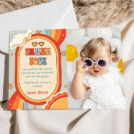 Groovy Retro Rainbow Birthday Tack för ditt kort