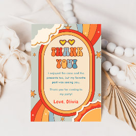 Groovy Retro Rainbow Birthday Tack för ditt kort