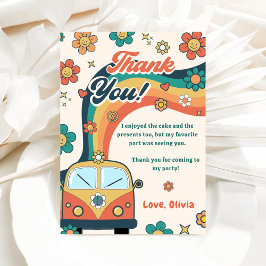 Groovy Retro Rainbow Birthday Tack för ditt kort