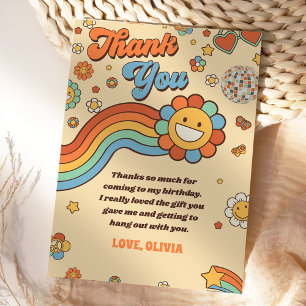 Groovy Retro Rainbow Birthday Tack Kort