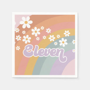 Groovy Retro Rainbow elfte födelsedag Pappersservett
