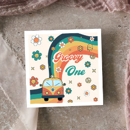 Groovy Retro Rainbow Födelsedagsfest Napkins Pappersservett