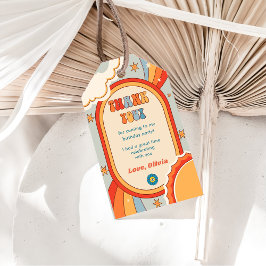 Groovy Retro Rainbow Födelsedagsfest Presentetikett