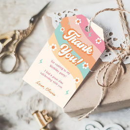 Groovy Retro Rainbow Födelsedagsfest Presentetikett