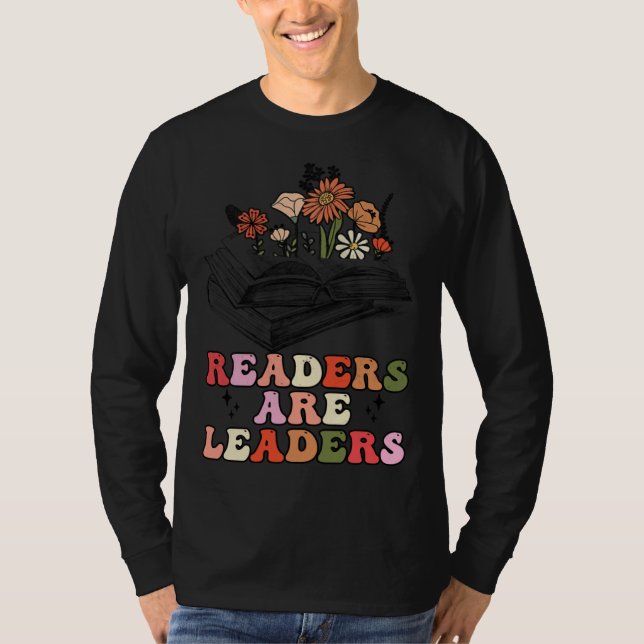 Groovy Retro Readers Are Leaders  Book T Shirt (Framsida)