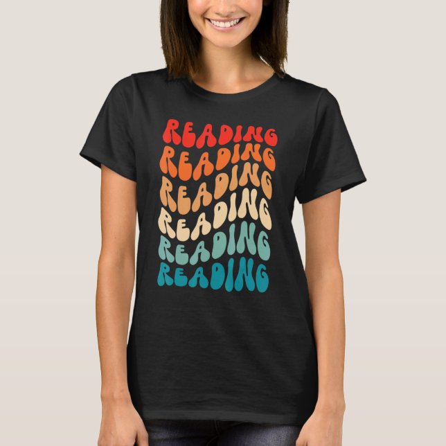 Groovy Retro Reading Retro 70s Hippie Boho Wavy Vi T Shirt (Framsida)