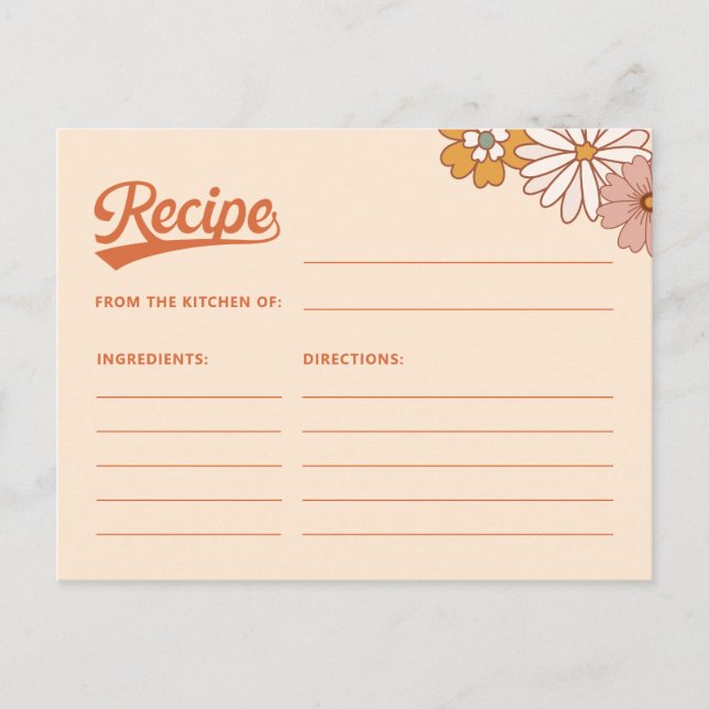 Groovy Retro Receptkort för Bruden Vykort (Framsida)