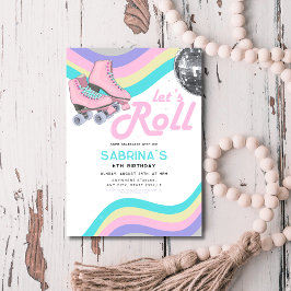 Groovy Retro Roller Skating Födelsedagsfest Inbjudningar