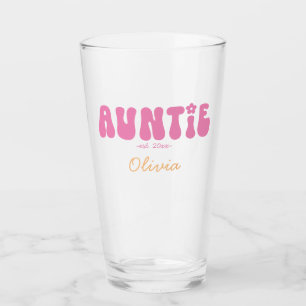 Groovy Retro Rosa Auntie Etabled Monogram Glaskopp