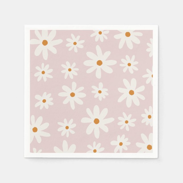 Groovy Retro  Rosa Daisy Pappersservett (Framsidan)