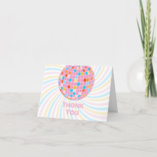 Groovy Retro Rosa Disco Boll 70-Tals Bröllopsdusch Tack Kort