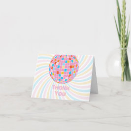 Groovy Retro Rosa Disco Boll 70-Tals Bröllopsdusch Tack Kort
