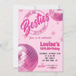 Groovy Retro Rosa Doll Malibu Party Birthday Inbjudningar