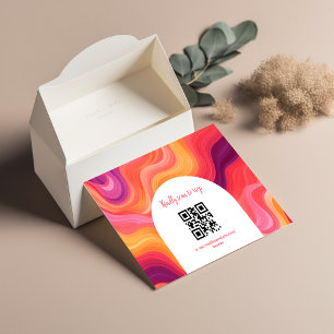 Groovy Retro Rosa och Orange Valvbåge Bröllop OSA Kort
