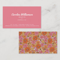 Groovy Retro Rosa Orange Botaniska blommor Trendig