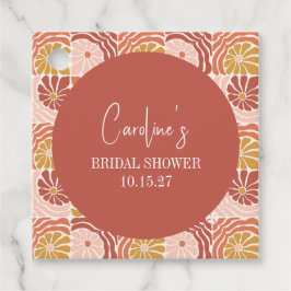 Groovy Retro Rosa Rost Blommig Anpassad Bröllopsdu Gåvor Etiketter