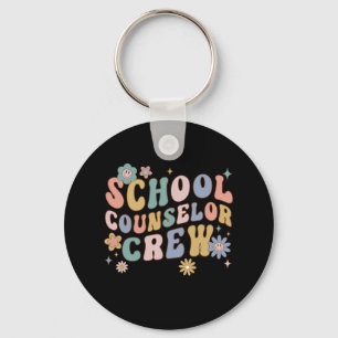 Groovy Retro School Counselor Crew Teacher Tillbak Nyckelring