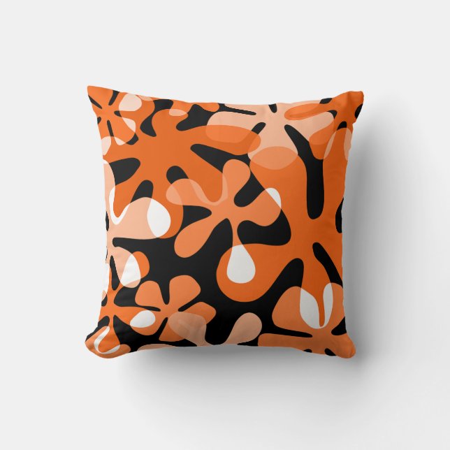 Groovy Retro Shapes Orange Black White Kudde (Framsida)