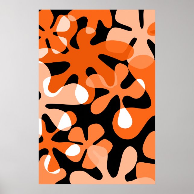 Groovy Retro Shapes Orange Black White Poster (Framsidan)