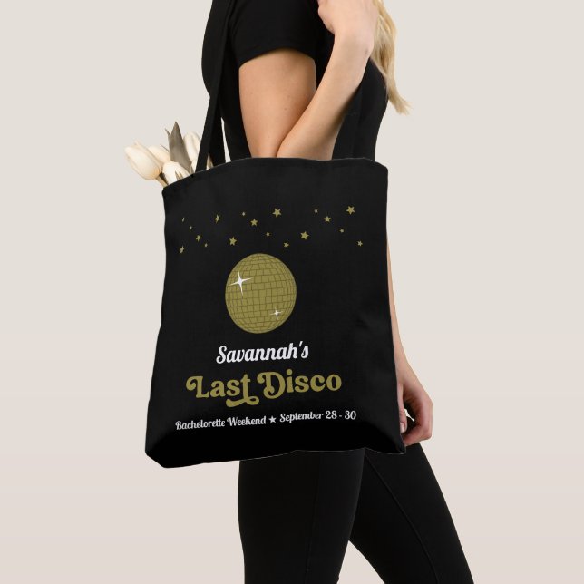 Groovy Retro Sista Disco Bröllop Baksmälla Sällska Tygkasse (Närbild)