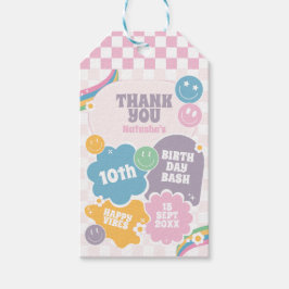 Groovy Retro Smiles Birthday Tack Presentetikett