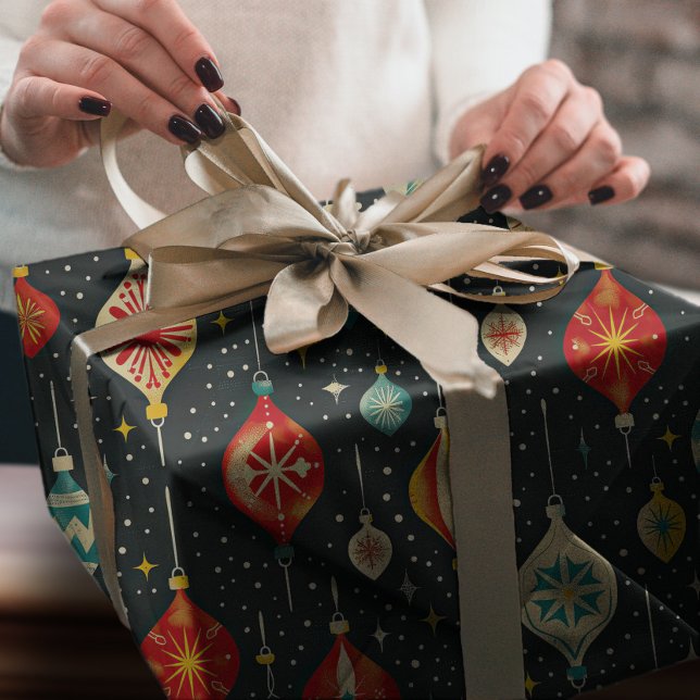 Groovy Retro Snowy Nattjullornament Presentpapper (Skapare uppladdad)