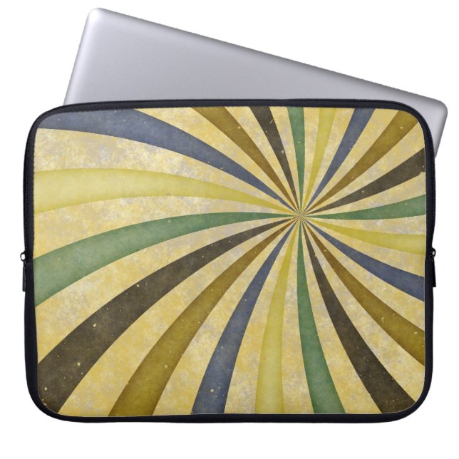 Groovy Retro Spiral Sunstråle Ray Swirl Design Laptop Sleeve (Framsidan)