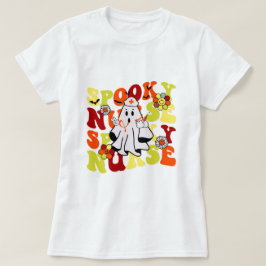 Groovy Retro Spooky Nurse Ghost Halloween T Shirt