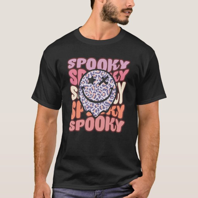 Groovy Retro Spooky Vibes Hippie Halloween Witch C T Shirt (Framsida)