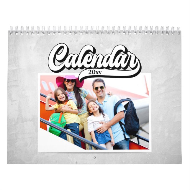 Groovy Retro Stil Text, redigerbar Anpassningsbar  Kalender (Omslag)