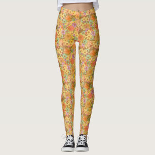 Groovy Retro Summertime Protea och Daisy Mönster Leggings