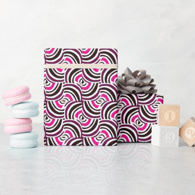 Groovy Retro Swirly Rosa Mönster Presentpapper (Baby Shower)