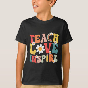Groovy Retro Teach Kärlek Inspire Back to school T Shirt