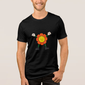 Groovy Retro Tecknad Flower Lycklig Life Quote Des T Shirt