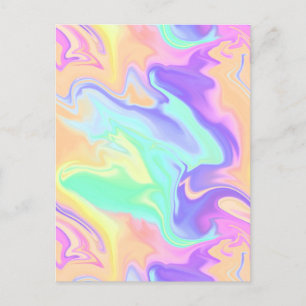Groovy Retro Tie Dye Pastell Marmor Virvel Meddelande Vykort