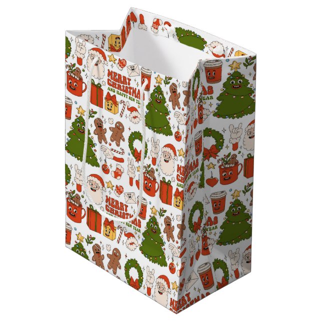 Groovy Retro Tomte Julmönster (Framsidan Vinklad)