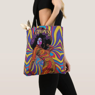 Groovy Retro Tote Bag Tygkasse
