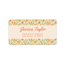 Groovy Retro Tulpan Blommig Returadress