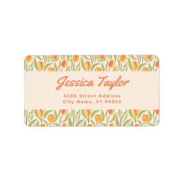 Groovy Retro Tulpan Blommig Returadress Adressetikett