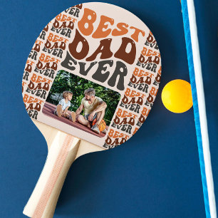 Groovy Retro Typography Best Pappa någonsin Photo Pingisracket