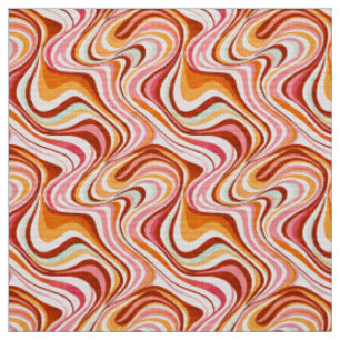 Groovy Retro Vågar - Warm Psychedelic Swirls Tyg